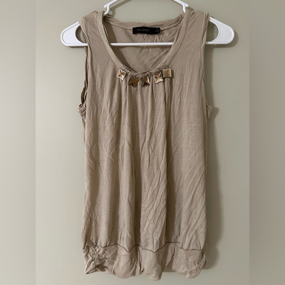 The Limited Taupe Tank Top with Gem Accents